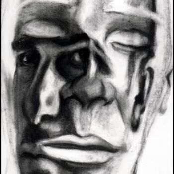 Desenho intitulada "FACE FS19 selfportr…" por Christophe Avella Bagur, Obras de arte originais, Carvão