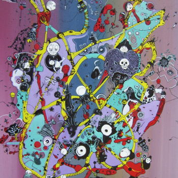 Peinture intitulée "HEZAG" par Christophe Bertrand (CEBO), Œuvre d'art originale, Huile