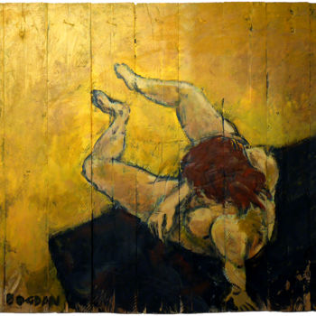 Malerei mit dem Titel "Yellow River" von Christophe Bogdan, Original-Kunstwerk, Acryl