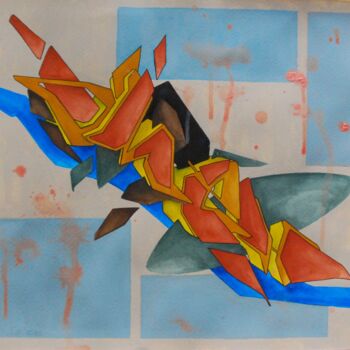 Peinture intitulée "Graff 3 Omeh" par Christophe Caniac, Œuvre d'art originale, Aquarelle Monté sur Autre panneau rigide