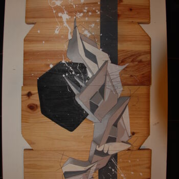 Pintura intitulada "Graff wood 2014" por Christophe Caniac, Obras de arte originais, Acrílico