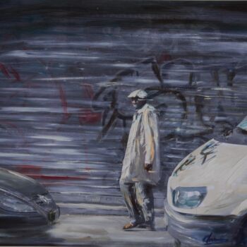 Картина под названием "passant rue de mémi…" - Christophe Chevreau, Подлинное произведение искусства, Масло Установлен на ка…