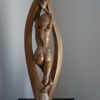 Sculptuur getiteld "Belle inconnue" door Christophe Clement, Origineel Kunstwerk, Hout