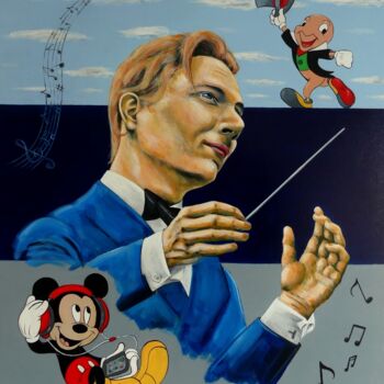 「Blue Symphonie」というタイトルの絵画 Christophe Clementによって, オリジナルのアートワーク, アクリル ウッドストレッチャーフレームにマウント