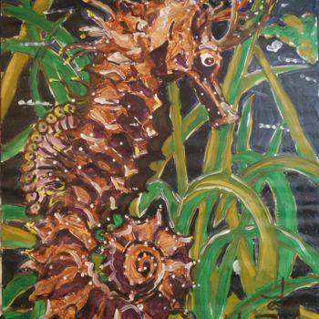 Painting titled "Hippocampe" by Christophe Desrayaud, Original Artwork, Acrylic