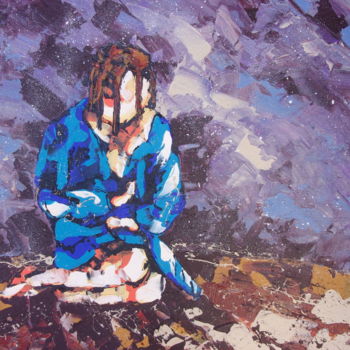 Peinture intitulée "La mendiante" par Christophe Dikant, Œuvre d'art originale, Acrylique