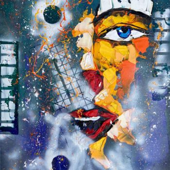 Pittura intitolato "Clown" da Christophe Dikant, Opera d'arte originale, Acrilico