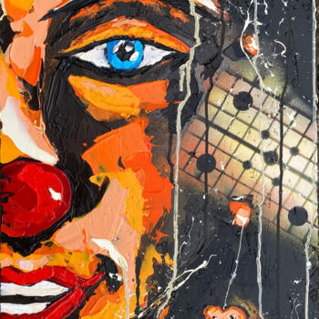 Картина под названием "Clown au cœur heure…" - Christophe Dikant, Подлинное произведение искусства, Акрил