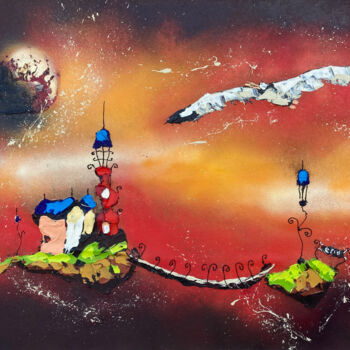 Painting titled "Autre monde sans is…" by Christophe Dikant, Original Artwork, Acrylic Mounted on Other rigid panel