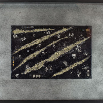 Collagen mit dem Titel "Dark Slides - Black…" von Christophe Gandolphe, Original-Kunstwerk, Collagen Auf Holzplatte montiert