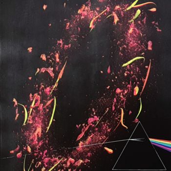 Painting titled "Cosmic Floyd" by Christophe Gazel, Original Artwork, Acrylic Mounted on Wood Stretcher frame