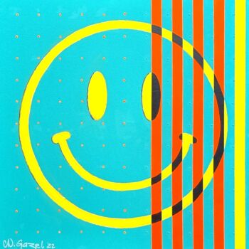 Malerei mit dem Titel "Smiley" von Christophe Gazel, Original-Kunstwerk, Acryl Auf Keilrahmen aus Holz montiert