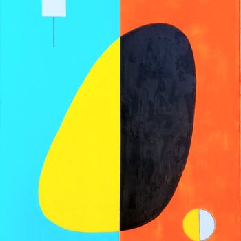 Peinture intitulée "Galet bicolore et n…" par Christophe Gazel, Œuvre d'art originale, Acrylique