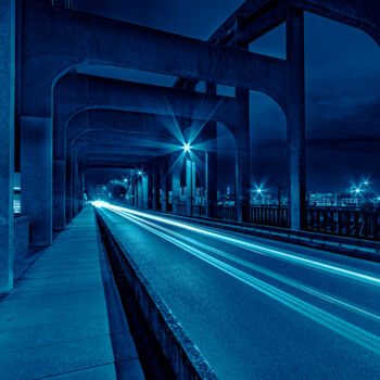 Photography titled "Night Bridge" by Christophe Grimon, Original Artwork, Digital Photography