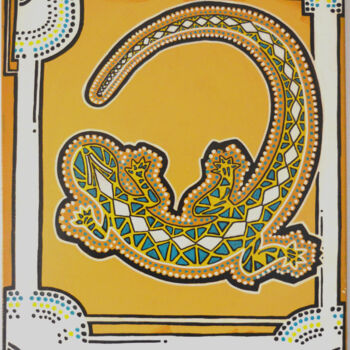 Pintura intitulada "salamandre" por Christophe Leroy, Obras de arte originais, Acrílico
