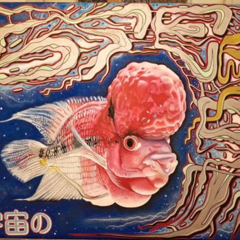 Peinture intitulée "Cosmic fish" par Komplotiste, Œuvre d'art originale, Acrylique