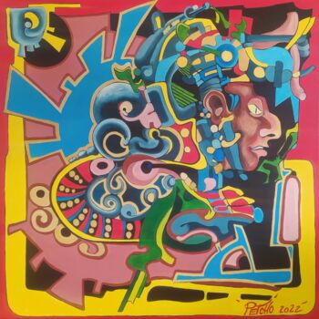 Painting titled "Le Chaman" by Christophe Peccini (PETCHO), Original Artwork, Acrylic