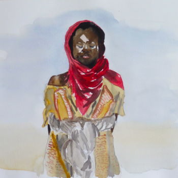 Pintura titulada "Fille du désert" por Christophe Rinaldi, Obra de arte original