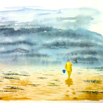Peinture intitulée "Marée basse" par Christophe Rinaldi, Œuvre d'art originale, Aquarelle