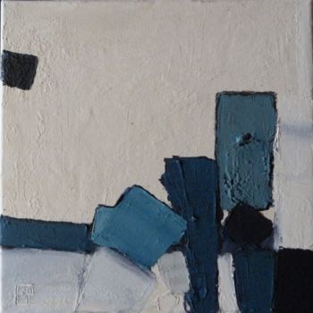 Peinture intitulée "Compo bleue. 30 x 3…" par Christophe Rivière, Œuvre d'art originale, Autre Monté sur Châssis en bois