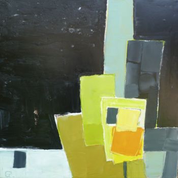 Peinture intitulée "Compo Orange Vert.…" par Christophe Rivière, Œuvre d'art originale, Huile Monté sur Châssis en bois