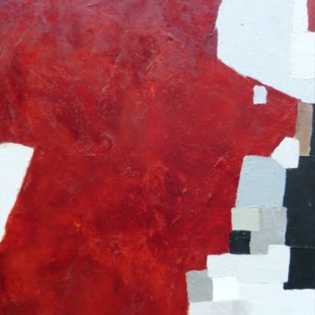 Peinture intitulée "Vitrail rouge. 80 x…" par Christophe Rivière, Œuvre d'art originale, Huile Monté sur Châssis en bois