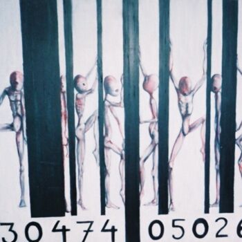 Schilderij getiteld "code barre" door Christophe Schaefer, Origineel Kunstwerk, Acryl