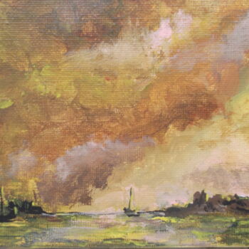Painting titled "ciel d'orage sur la…" by Christophe Schaefer, Original Artwork, Acrylic