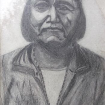 Dessin intitulée "portrait chef apache" par Christophe Schaefer, Œuvre d'art originale, Crayon