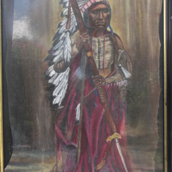 Pintura intitulada "chef sioux indien d…" por Christophe Schaefer, Obras de arte originais, Óleo
