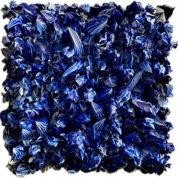 Peinture intitulée "Blue & White 20x20…" par Christophe Sola, Œuvre d'art originale, Huile Monté sur Châssis en bois