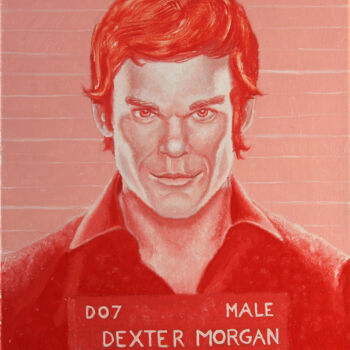 Painting titled "DEXTER" by Christophe Stephan Durand, Original Artwork, Oil Mounted on Wood Stretcher frame