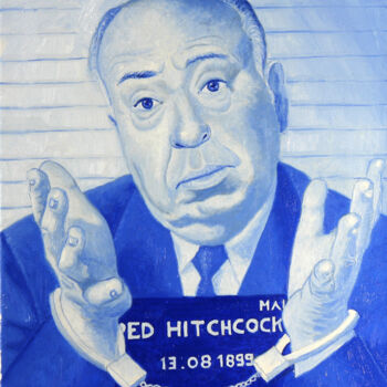 Peinture intitulée "Hitchcock, arrêté p…" par Christophe Stephan Durand, Œuvre d'art originale, Huile Monté sur Châssis en b…