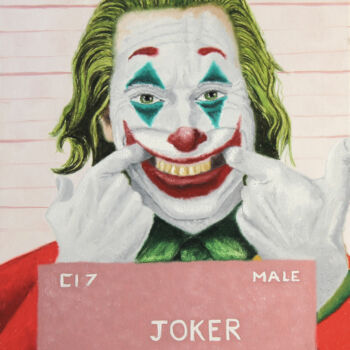 Peinture intitulée "Joker, arrêté pour…" par Christophe Stephan Durand, Œuvre d'art originale, Huile Monté sur Châssis en bo…