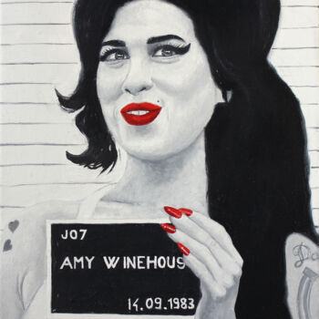 Painting titled "Amy" by Christophe Stephan Durand, Original Artwork, Oil Mounted on Wood Stretcher frame