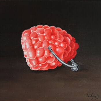 Painting titled "Framboise" by Christophe Stephan Durand, Original Artwork, Oil Mounted on Wood Stretcher frame