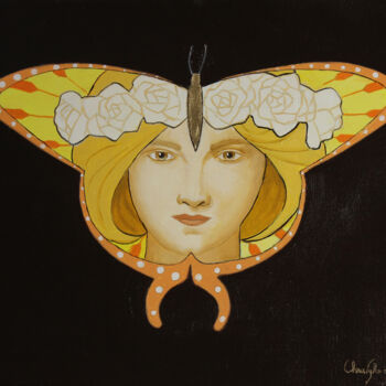 Картина под названием "papillon Veronique" - Christophe Stephan Durand, Подлинное произведение искусства, Масло Установлен н…