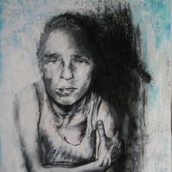 Drawing titled "Portrait d'un équil…" by Christophe Thomas, Original Artwork, Charcoal Mounted on Wood Panel