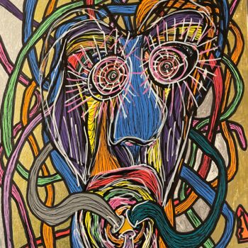 Dessin intitulée "Medusa appeased" par Christophe Verger-Lecocq, Œuvre d'art originale, Marqueur