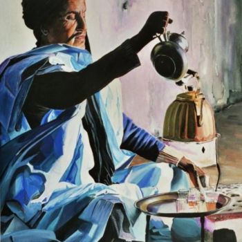Malerei mit dem Titel "le thé" von Christophe Corrocher, Original-Kunstwerk, Öl