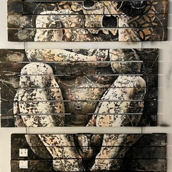 绘画 标题为“Minotaure au Repos” 由Christophe Durand, 原创艺术品, 丙烯 安装在木质担架架上