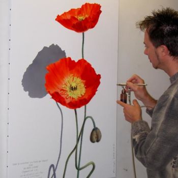 Painting titled "coquelicot 002" by Christophe Durand, Original Artwork