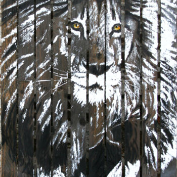 Картина под названием "lion-160-80-1.jpg" - Christophe Durand, Подлинное произведение искусства, Акрил