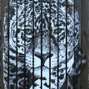 Painting titled "leopard-160-80.jpg" by Christophe Durand, Original Artwork, Acrylic