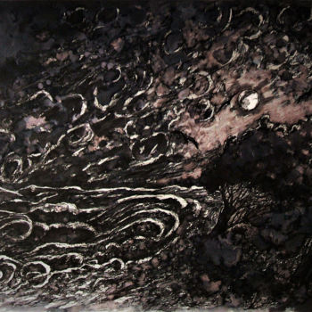 Peinture intitulée "La mer au clair de…" par Christophe Gol, Œuvre d'art originale, Encre