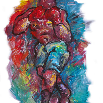 Ζωγραφική με τίτλο "Boxeur" από Christophe Gol, Αυθεντικά έργα τέχνης, Ακρυλικό
