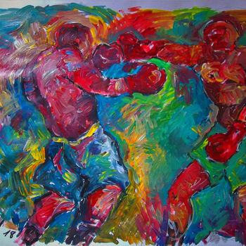Painting titled "Boxe" by Christophe Gol, Original Artwork, Acrylic