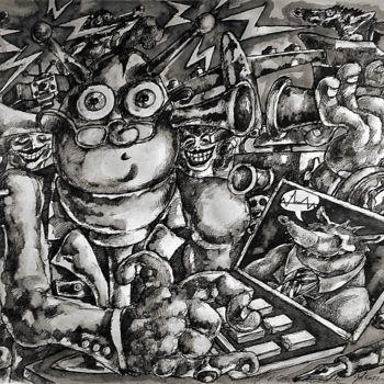 Dibujo titulada "l'économiste" por Christophe Gol, Obra de arte original, Tinta