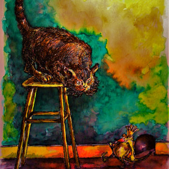 Рисунок под названием "Le trou de souris" - Christophe Gol, Подлинное произведение искусства, Чернила