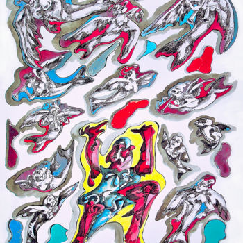 Collagen mit dem Titel "La colère de Ulysse" von Christophe Gol, Original-Kunstwerk, Papier